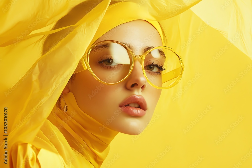 Fototapeta premium Vibrant Yellow Fashion Lookbook Cover