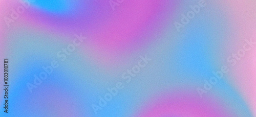 Abstract blurred color gradient neon purple pink blue grainy color gradient background. Smooth transitions of iridescent colors background