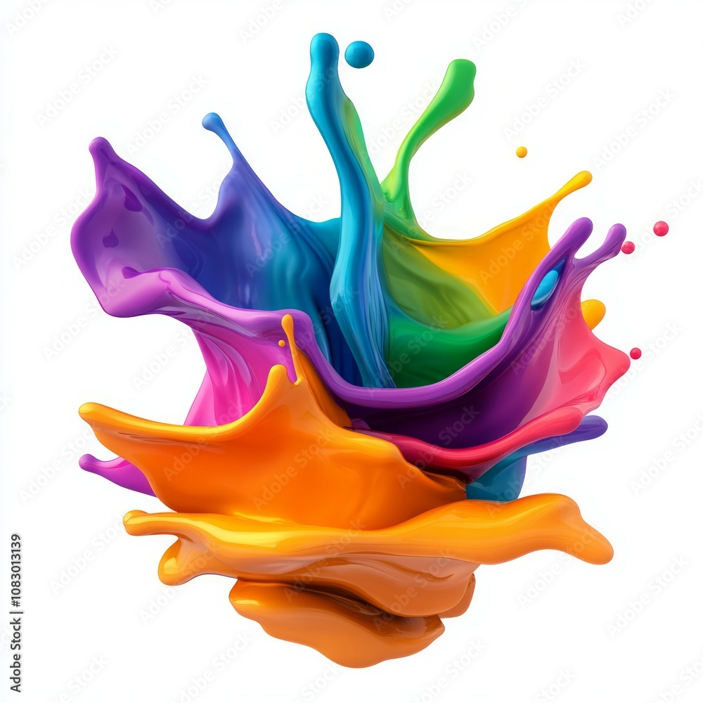 Fototapeta premium Colorful splash liquid colors on yellow background