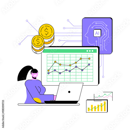 AI-Enhanced Financial Forecasting abstract concept vector illustration.