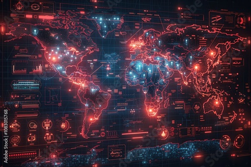 A Tense World Map Illustrating Nuclear Threats With Missile Symbols and Military Alerts Highlighting Global Hotspots for Potential Escalation