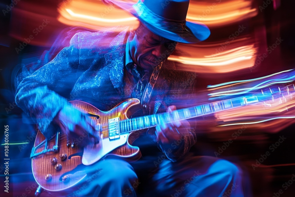 Naklejka premium Jazz blues music art illustration