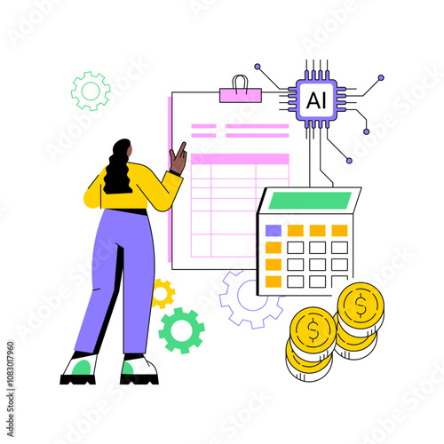 AI-Supported Invoice Processing abstract concept vector illustration.