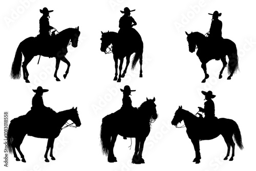 vaqueros, caballos, toro, cuernos, arbol, pony, cabalgata, cambo, arbol, ramas, vector, contraluz, atardecer, charros, mexico, jalisco