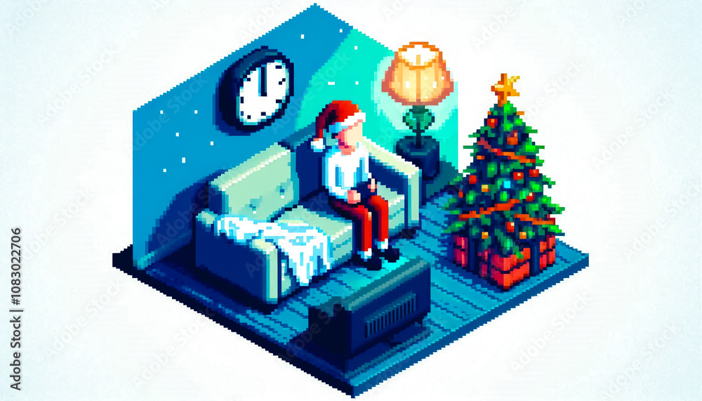 Obraz premium Illustration against light background with space for text, pixel art style 