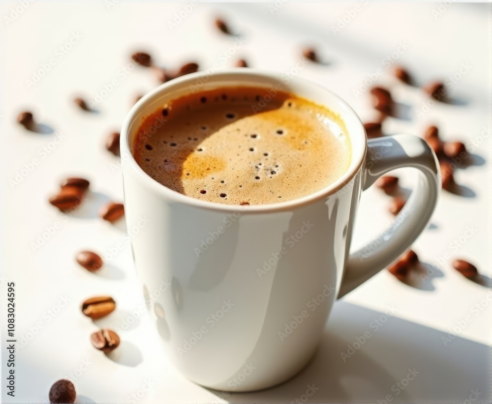 Fototapeta premium cup of hot coffee with foam,