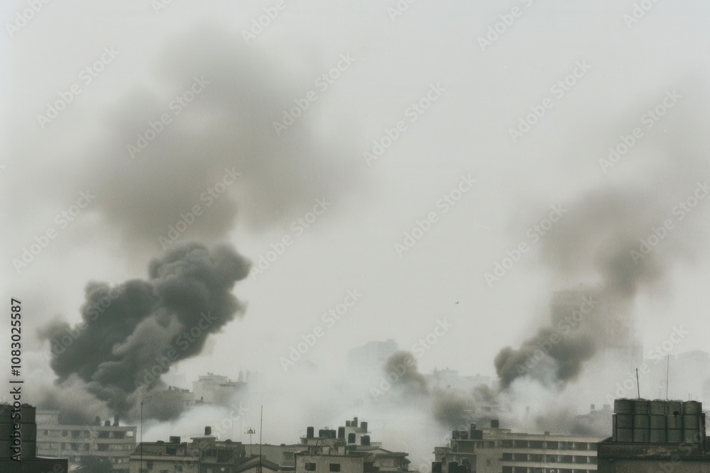 Obraz premium Futuristic Siege in Mideast City