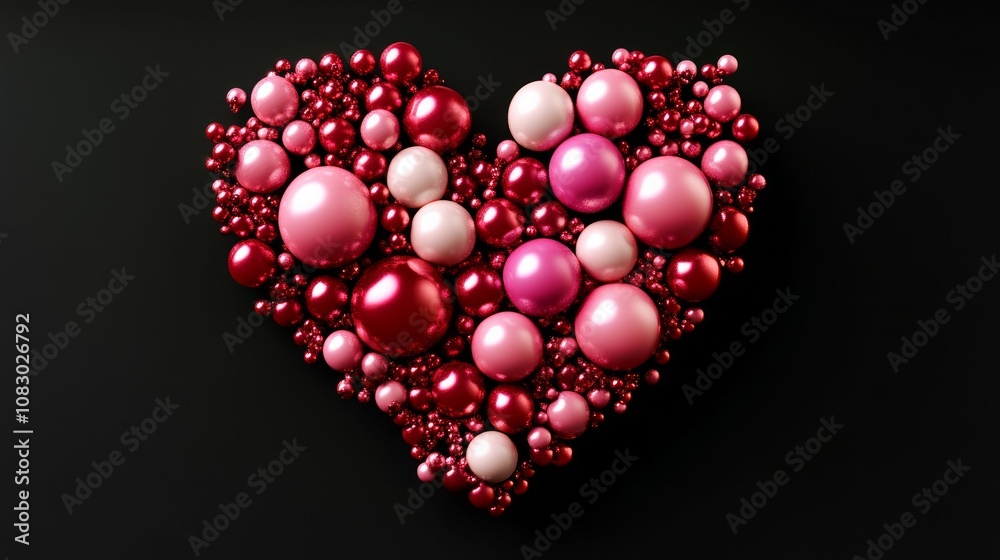 Obraz premium Heart-shaped composition of red and pink balloons