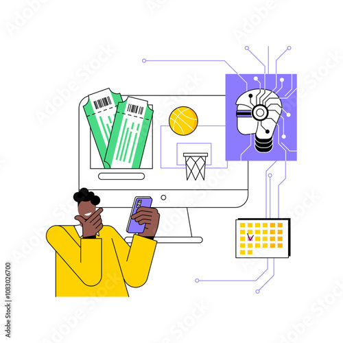 AI-Optimized Live Events abstract concept vector illustration.