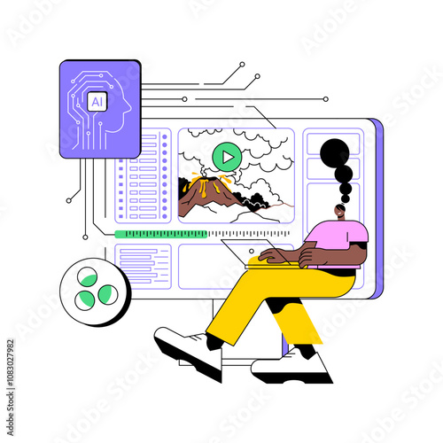 AI-Enhanced Post-Production abstract concept vector illustration.