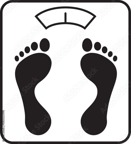 Illustration of an icon representing a weight scale with a footstep mark