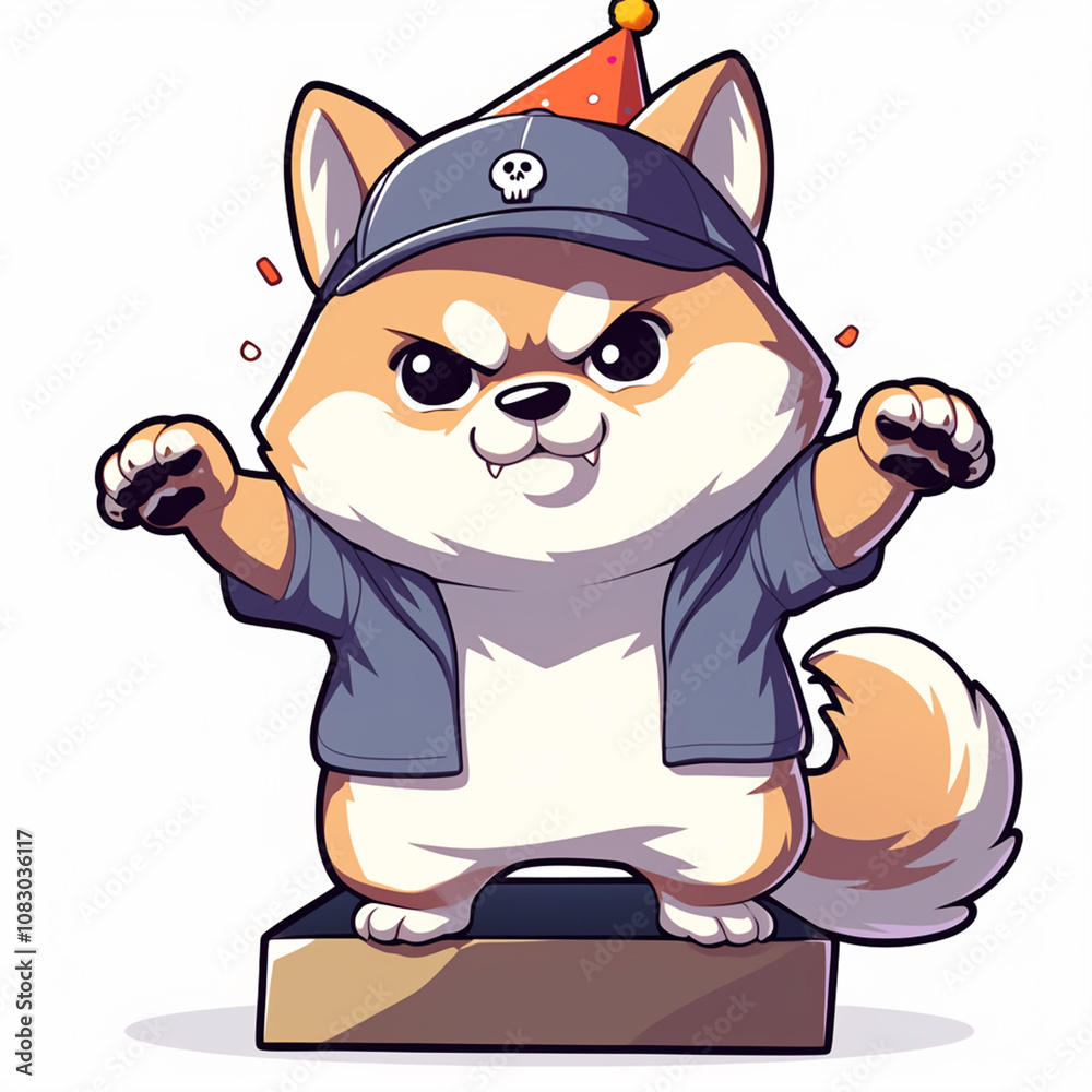 Naklejka premium Cute 2D Shiba Inu Family