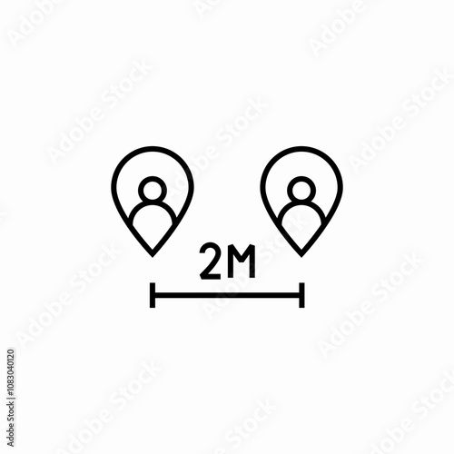 distance pandemic safety icon sign vector