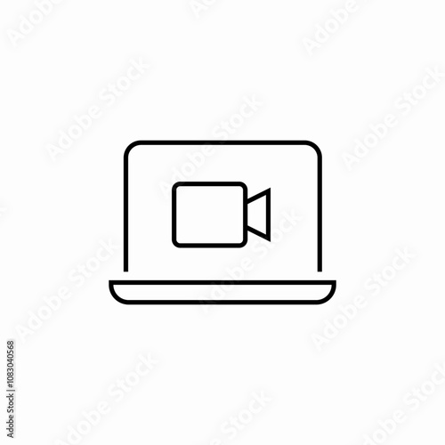 laptop video watch icon sign vector