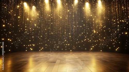 Golden stage lights casting a warm, radiant glow on performance.