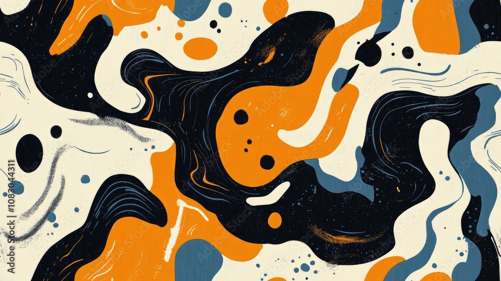 Naklejka premium Seamless pattern featuring a chaotic background with intriguing abstract design elements ideal for textile and wallpaper applications