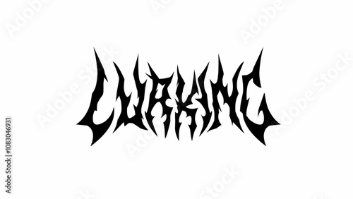Lurking, vector logo with sharp, aggressive typography. Perfect for bands, album covers, merchandise, and dark-themed branding. Ideal for those seeking a bold, edgy design