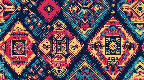 Vibrant seamless ethnic pattern background
