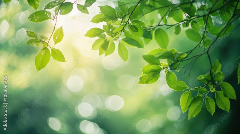 Obraz premium Lush green tree with a soft blurry bokeh background in a natural setting