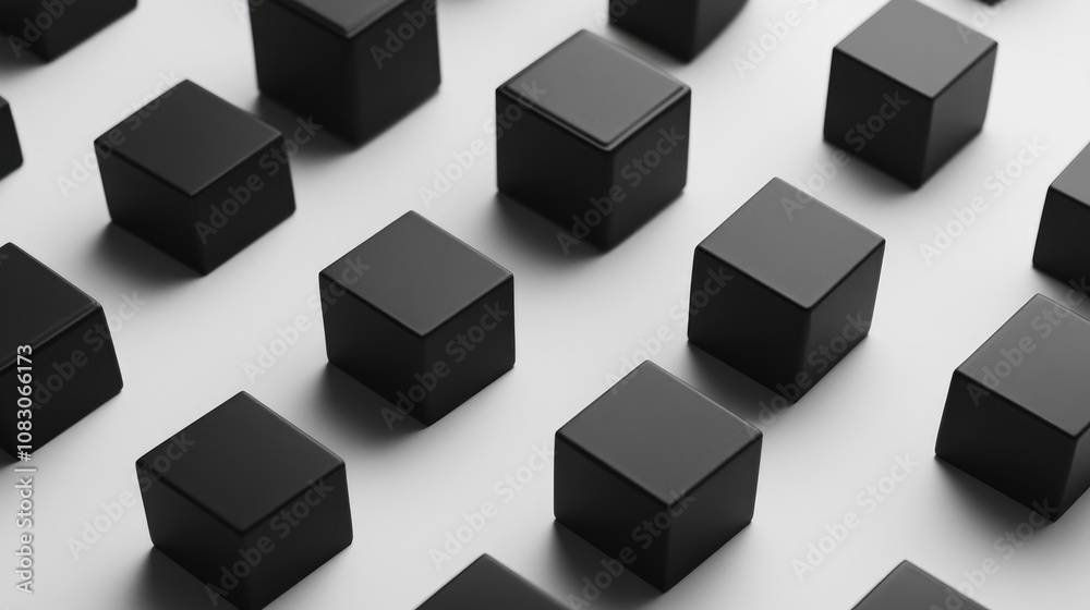 Obraz premium Collection of black cubes on a plain white backdrop