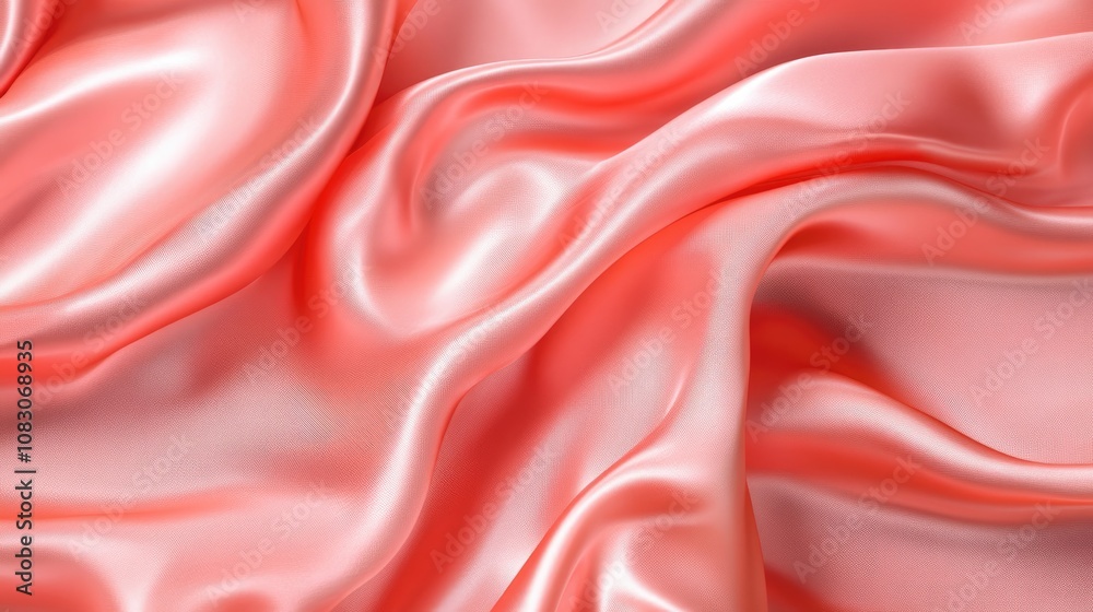 Obraz premium Graceful Waves of Coral Fabric in a Luxurious Satin Texture
