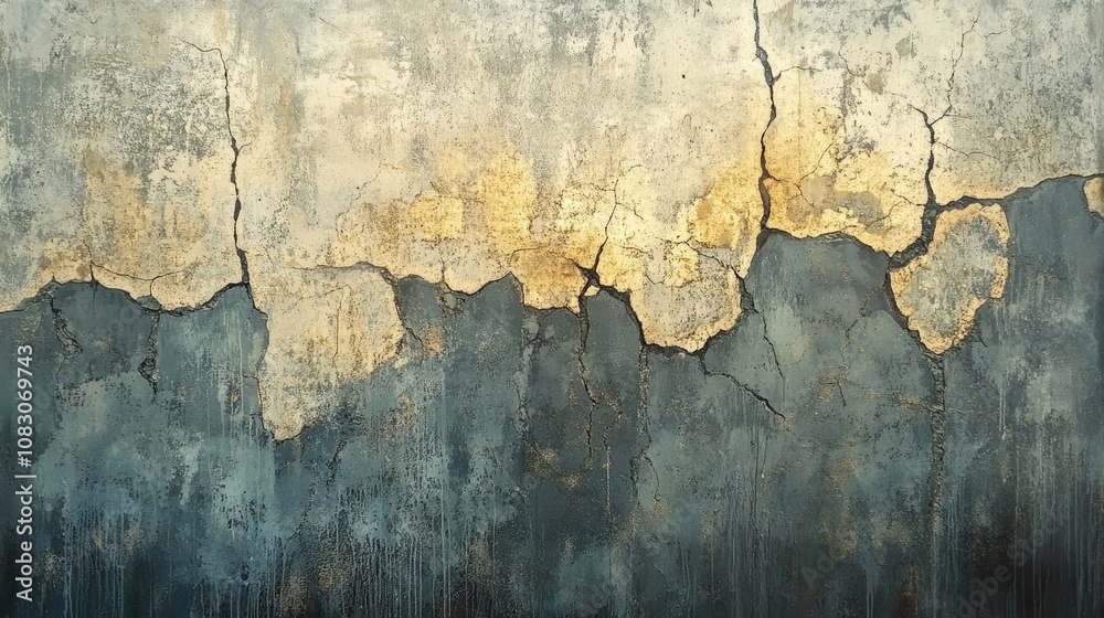 Obraz premium Painting of a textured surface featuring a cracked concrete wall