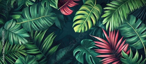 Tropical leaf design artwork for wallpaper mural