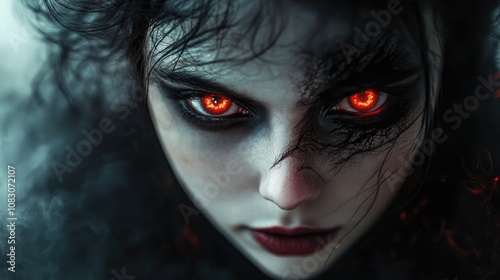 Frightening visage of a dark fantasy woman photo