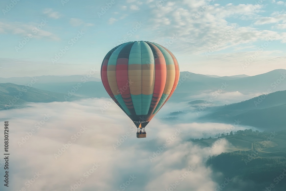 Obraz premium Colorful hot air balloon soaring high in the sky