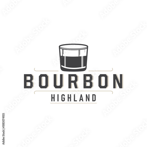 Whiskey Logo, Drink Label Design With Old Retro Vintage Ornament Illustration Premium Template