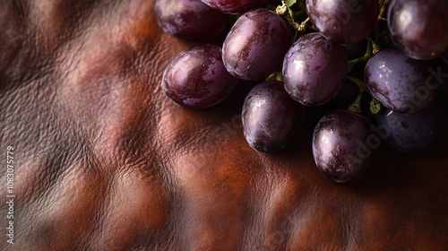 Eco leather derived from grape by products represents a novel material A cluster of grapes above highlights the innovative origins of this sustainable wine industry related resource photo