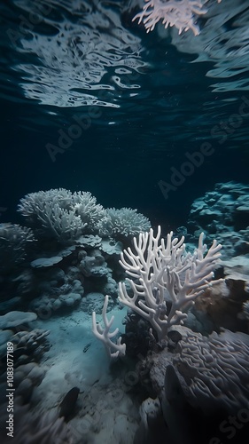 Stunning Underwater Scene of Bleached Coral Reef Environment photo