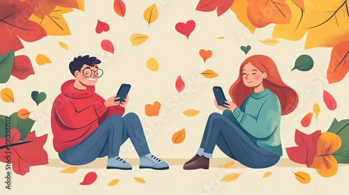 Couple talking remotely by phones