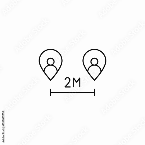 distance pandemic safety icon sign vector