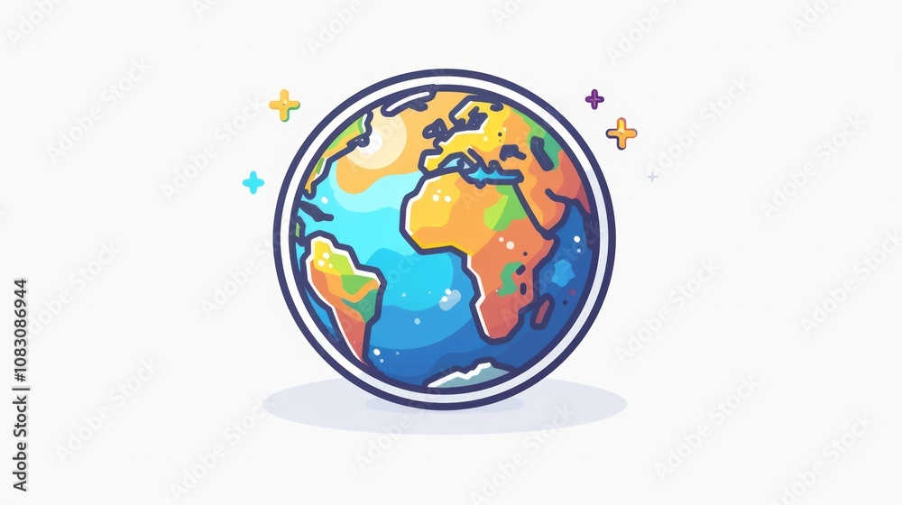 Naklejka premium Icon of a globe, representing global or internet-related activities.