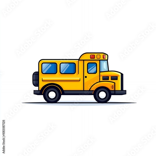 Wallpaper Mural A cartoon yellow school bus with a white background. Torontodigital.ca