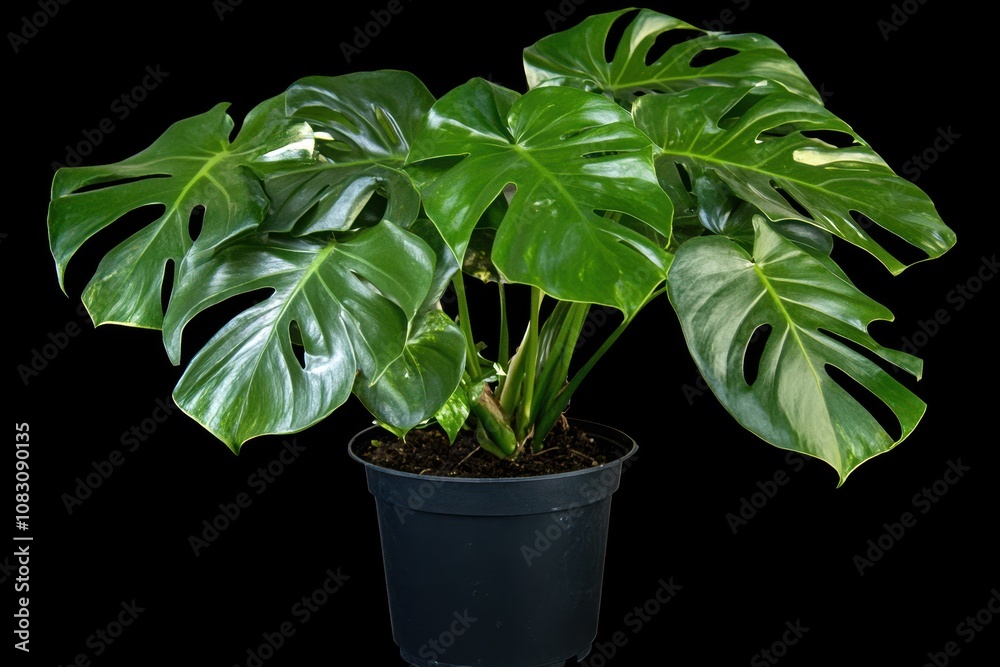 Fototapeta premium Swiss cheese plant leaf Monstera deliciosa