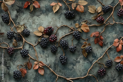 Various perspectives on blackberry bramble fruit photo