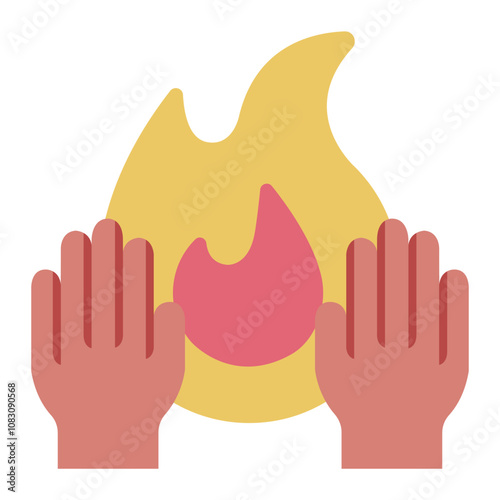 Warming hands by the fire to stay warm during cold days.
