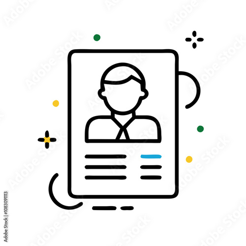Profile biography icon with colorful details and user information elements