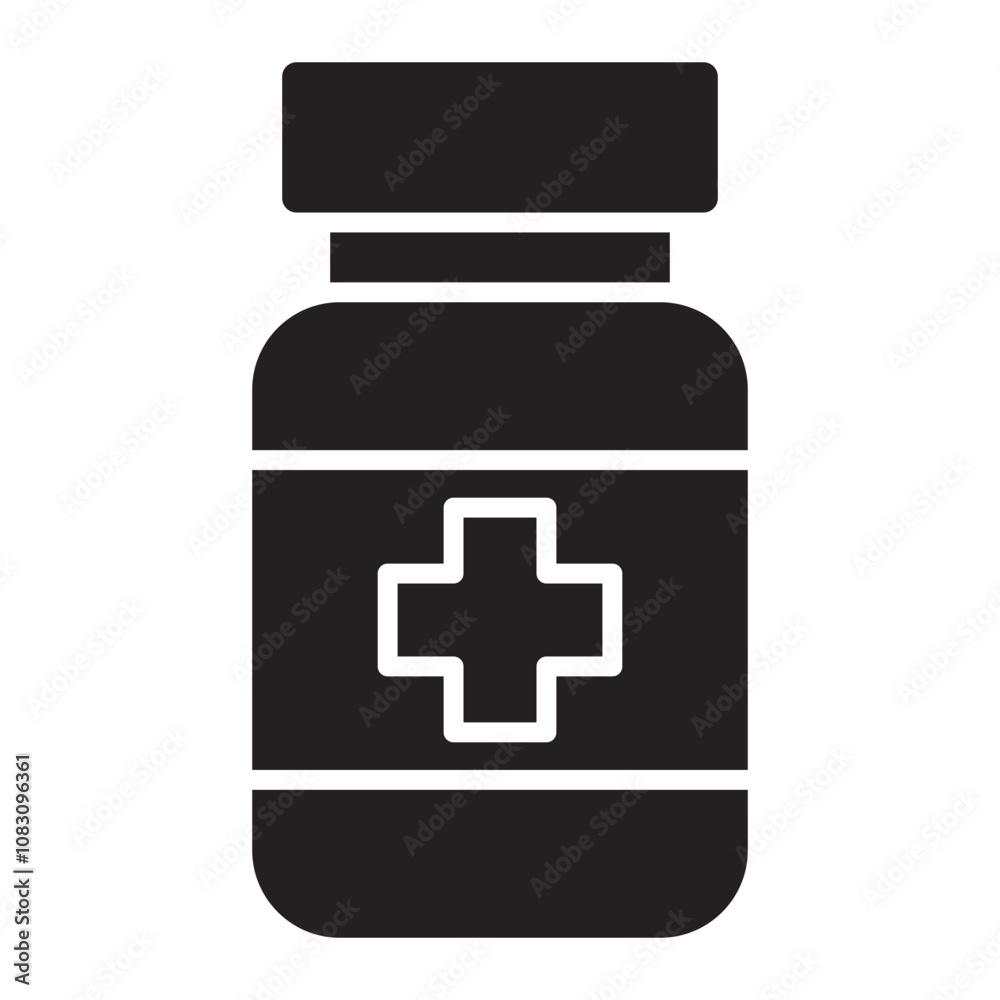 Fototapeta premium medicine bottle line icon.
