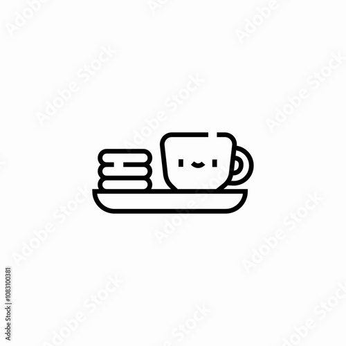 cup tea cookies icon sign vector