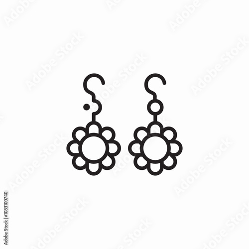 flower earrings jewelry icon sign vector