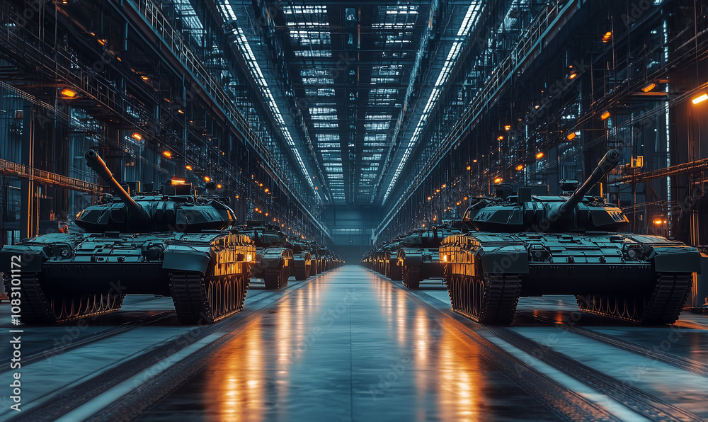 Φωτογραφία Military armored vehicles in a weapons factory, new military vehicles in the han
