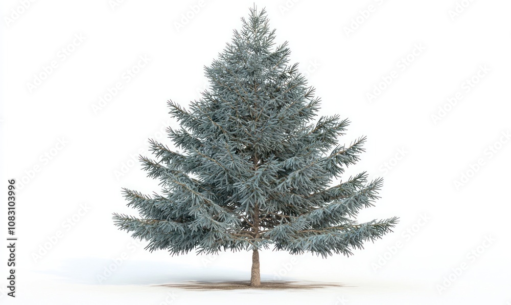 Obraz premium Christmas tree with snowy branches, white isolate background.