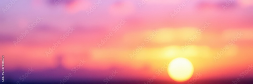 Naklejka premium Abstract watercolor background depicting a stunning sunset sky in shades of orange and purple, artistic, sunset, textured