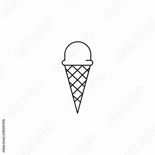 ice cream ball cone icon sign vector