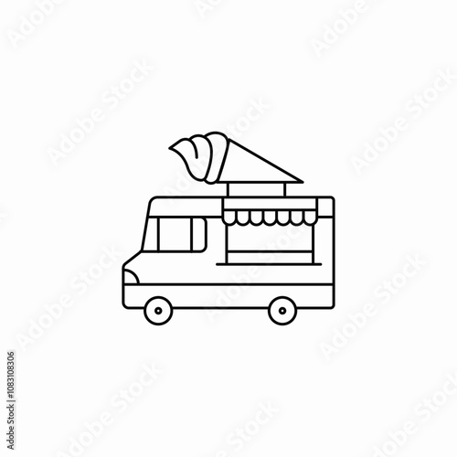 ice cream truck icon sign vector