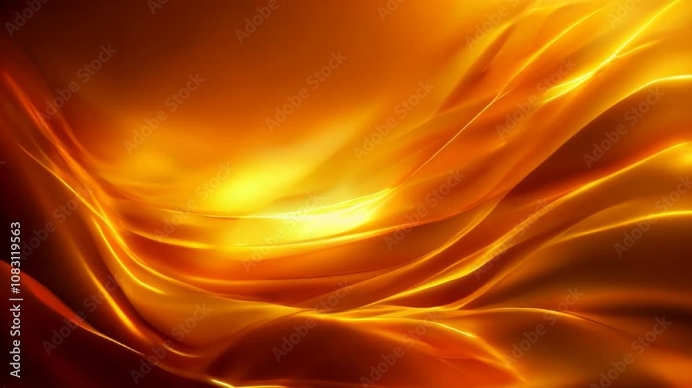 Golden abstract waves in motion - dynamic slow motion background for video projects and digital displays