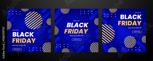 Modern Black Friday Promotional Banners With Bold Colors. Set of Three Black Friday Banners Featuring Vibrant Designs and Bold Text to Emphasize Special Offers